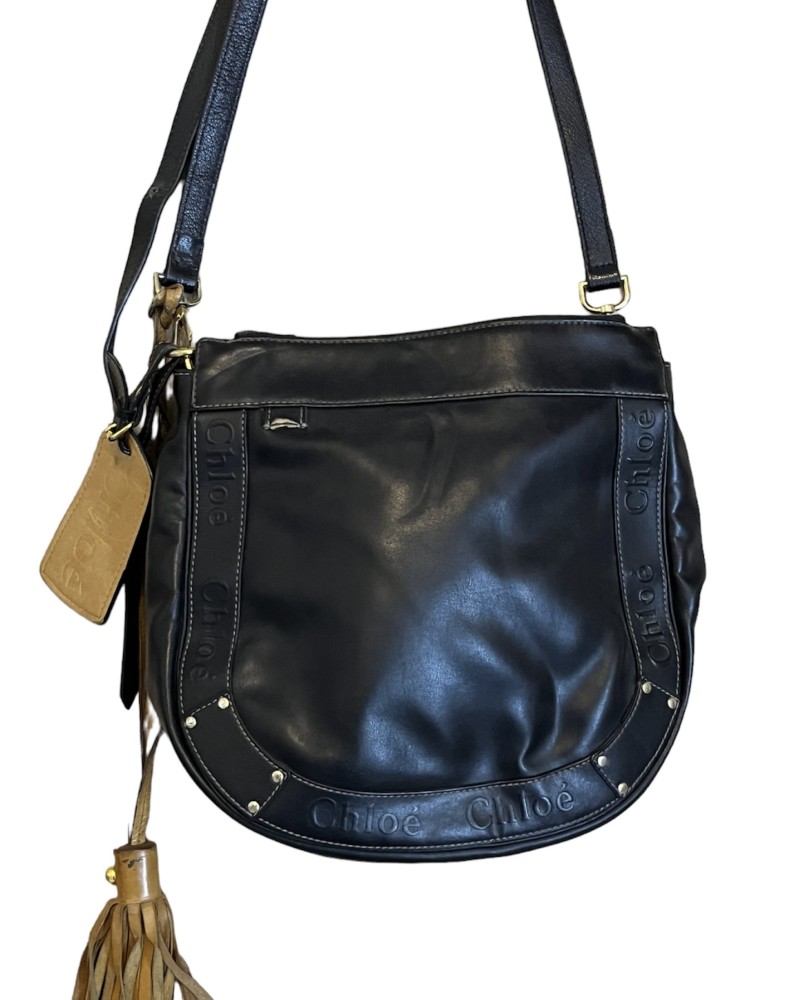 Chloe Black Leather Eden Crossbody Ba