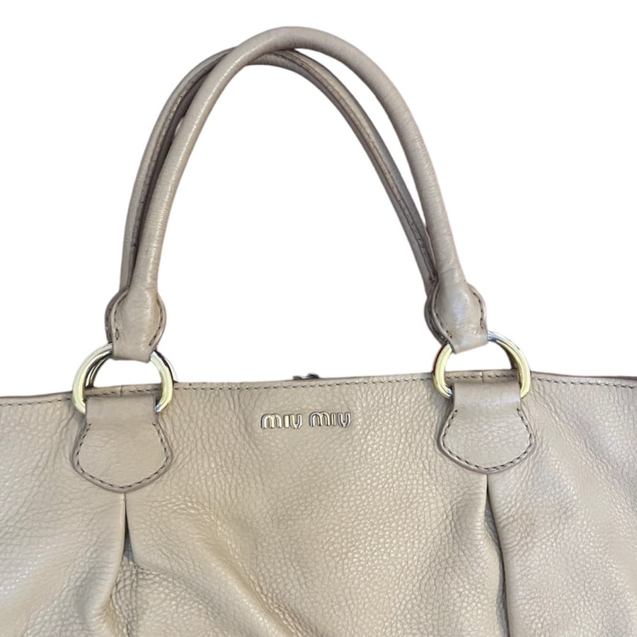 MIU MIU Beige Leather Top Handle Bag