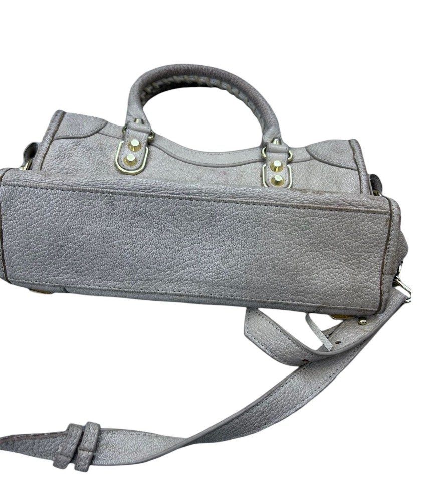 Balenciaga Grey Grey Mini Classic Metallic Edge City Tote bag