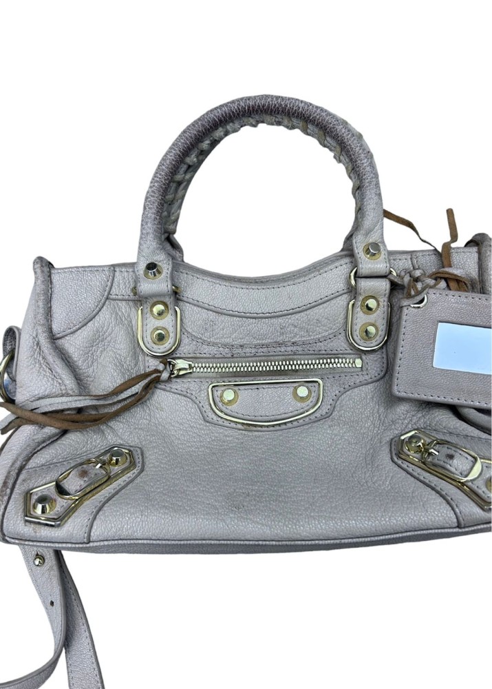 Balenciaga Grey Grey Mini Classic Metallic Edge City Tote bag
