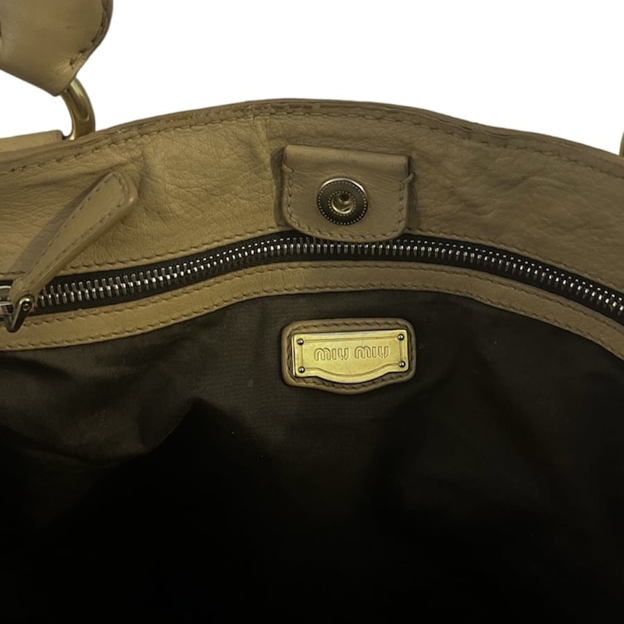 MIU MIU Beige Leather Top Handle Bag