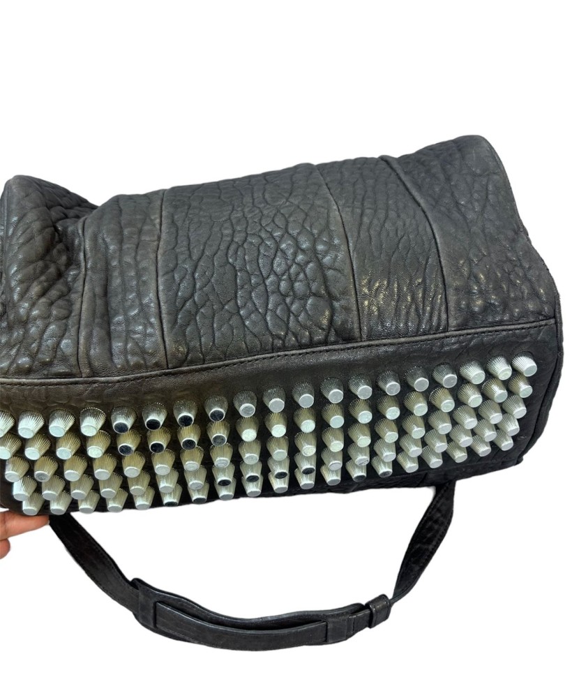 Alexander Wang Black Pebbled Leather Rocco Duffle Bag