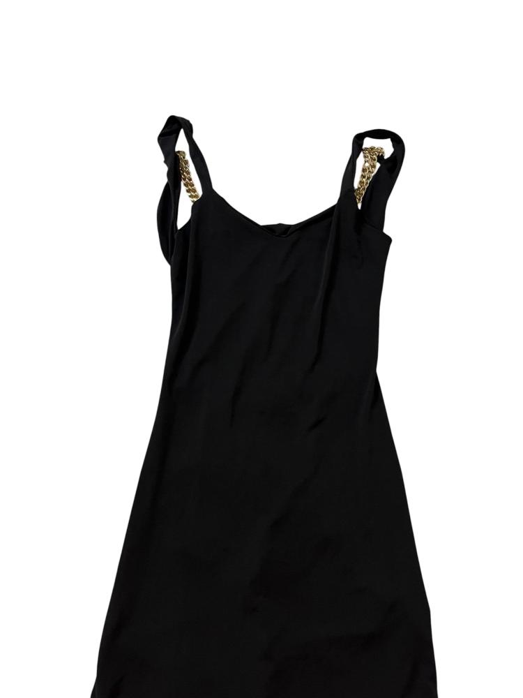 Big Fashion Istanbul Black Backless Evening Dress with Chain Detail - Size M