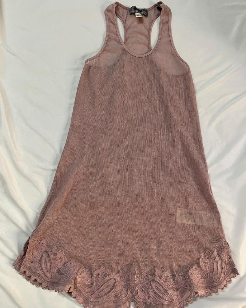 Diesel Dusty Pink Mesh Embroidered Tank Top - Size XXS