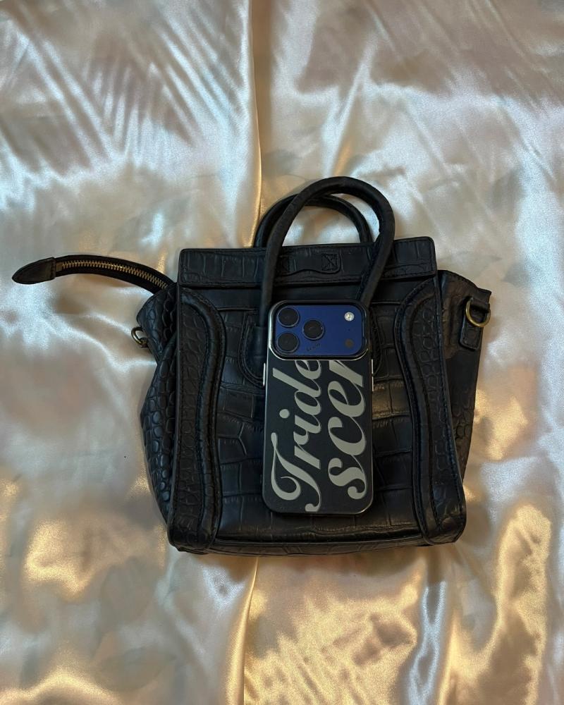 Céline Black Crocodile-Embossed Leather Nano Luggage Tote Bag