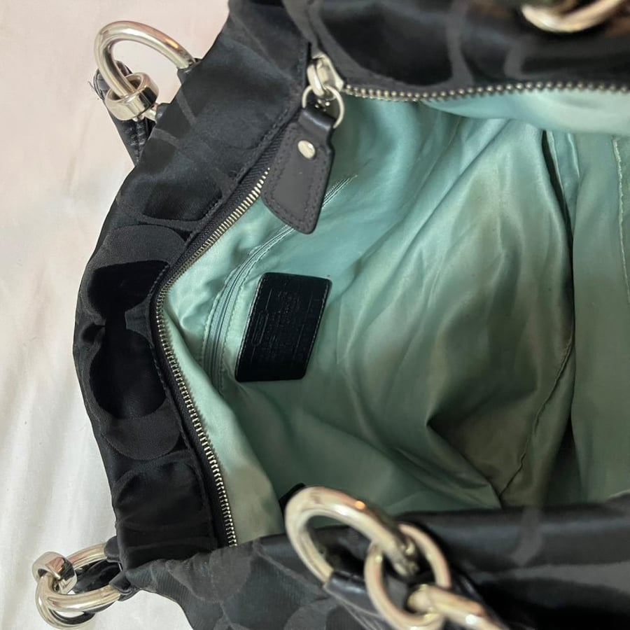 Coach Black Monogram Fabric Shoulder Bag