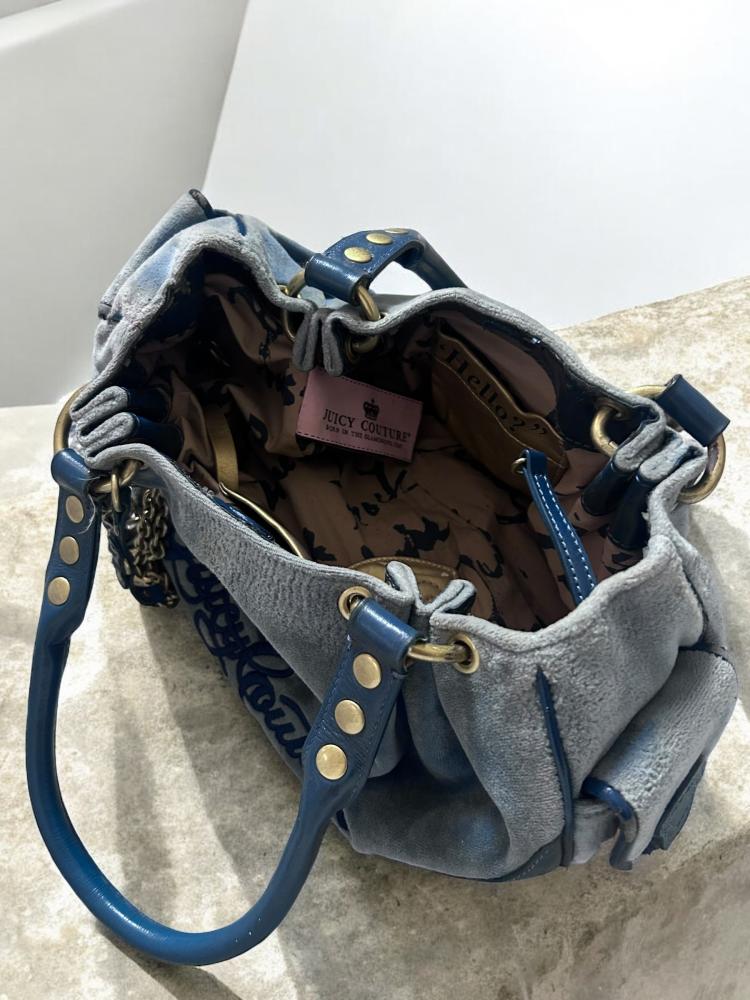 ‏Juicy Couture Blue Blinged Crown Fluffy Bag  “very rare edition “