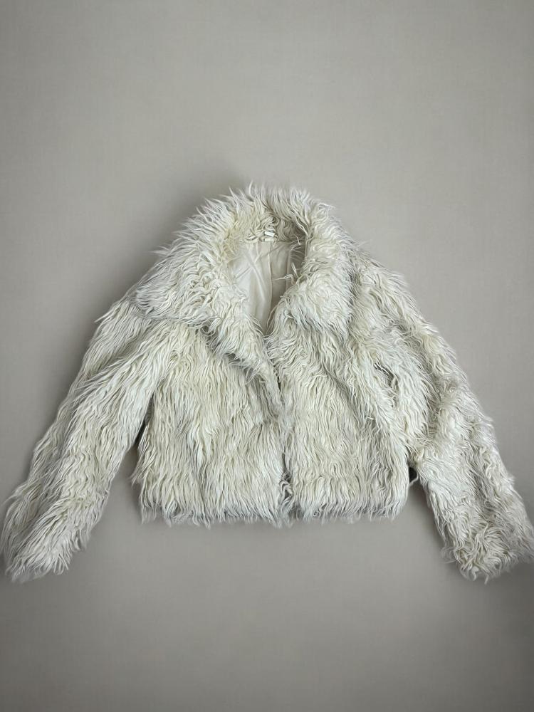 Faux Fur Shaggy Jacket White M/L