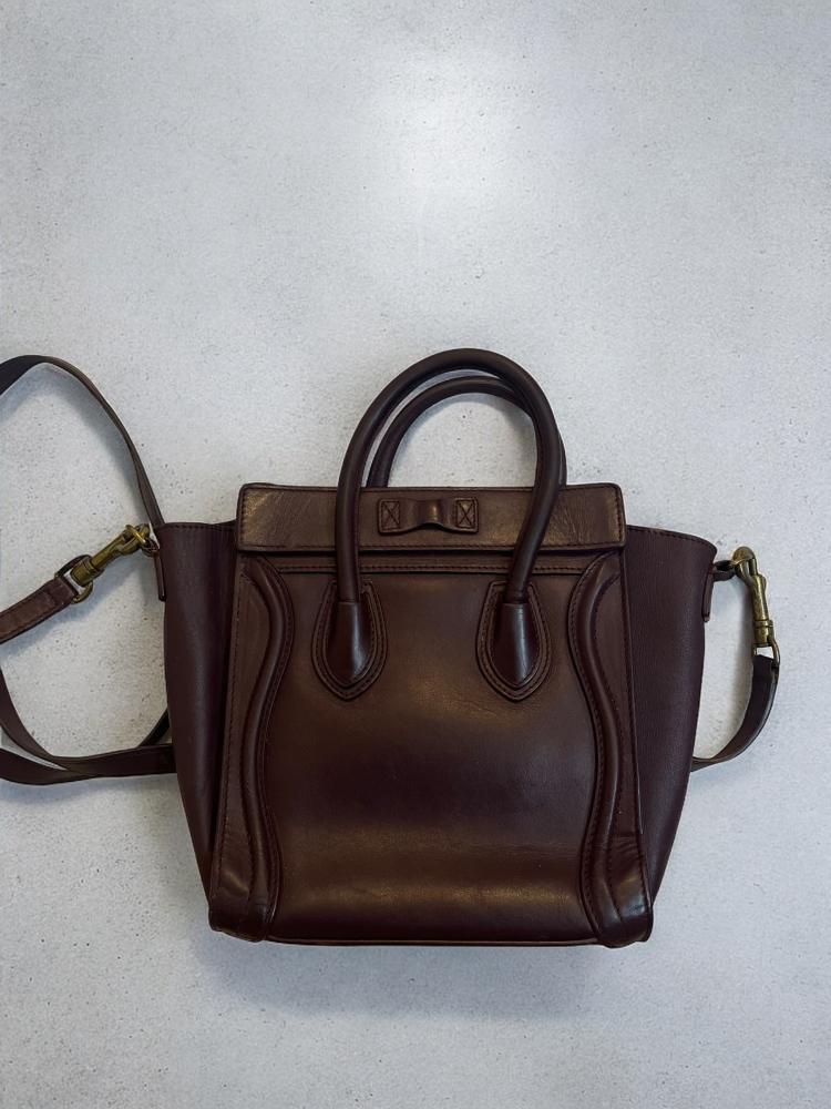 Celine Dark Brown Leather Mini Luggage Tote