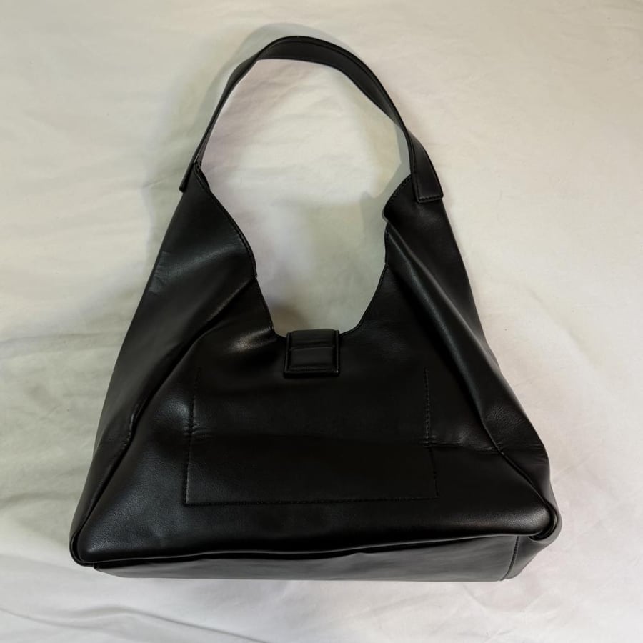 Just Cavalli Milano Black Leather Snake Buckle Shoulder Bag