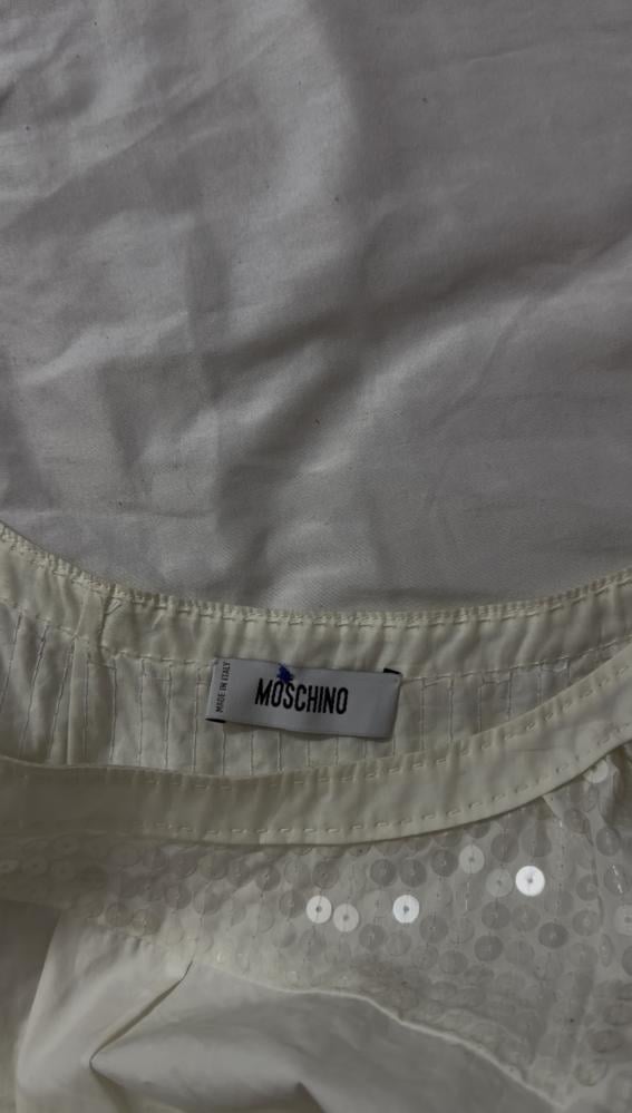 Moschino Off-White Sequin Embellished Tiered Tank dress -size M -