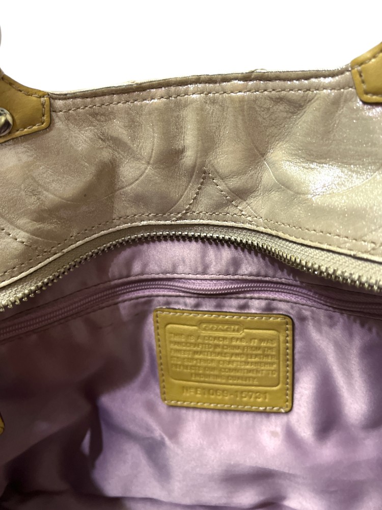 Coach Shimmering Ivory Perl Color Coated Canvas Satchel & Tote Bag