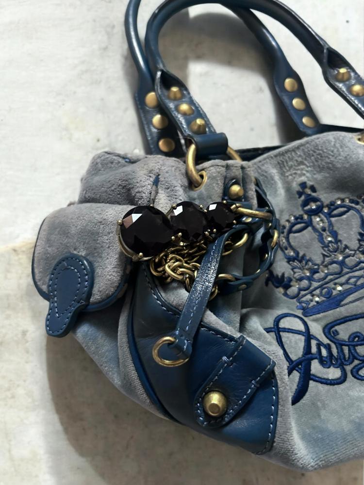 ‏Juicy Couture Blue Blinged Crown Fluffy Bag  “very rare edition “