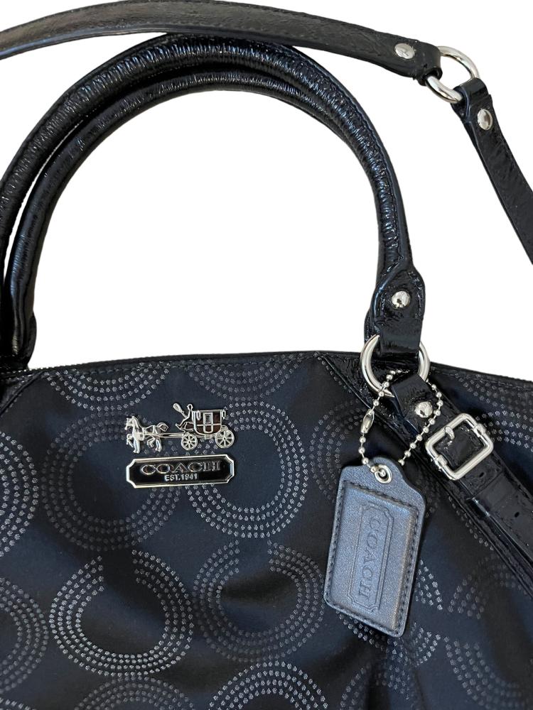 Coach Black Signature Fabric Top Handle Bag