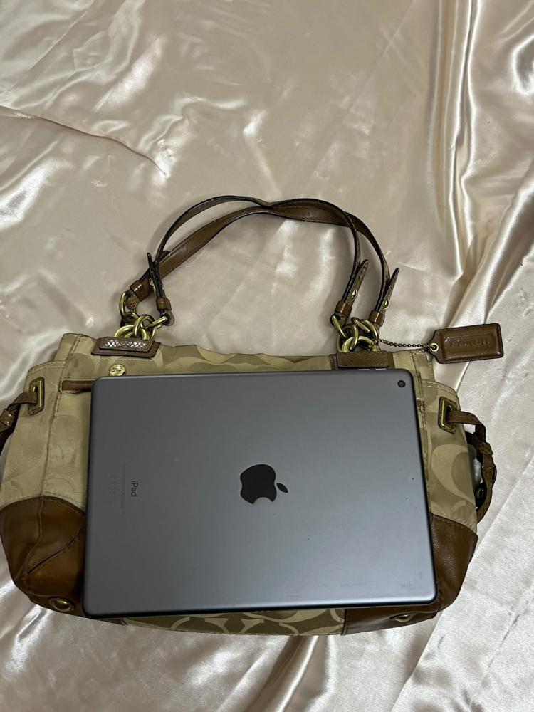 Coach Beige Monogrammed Shoulder Bag