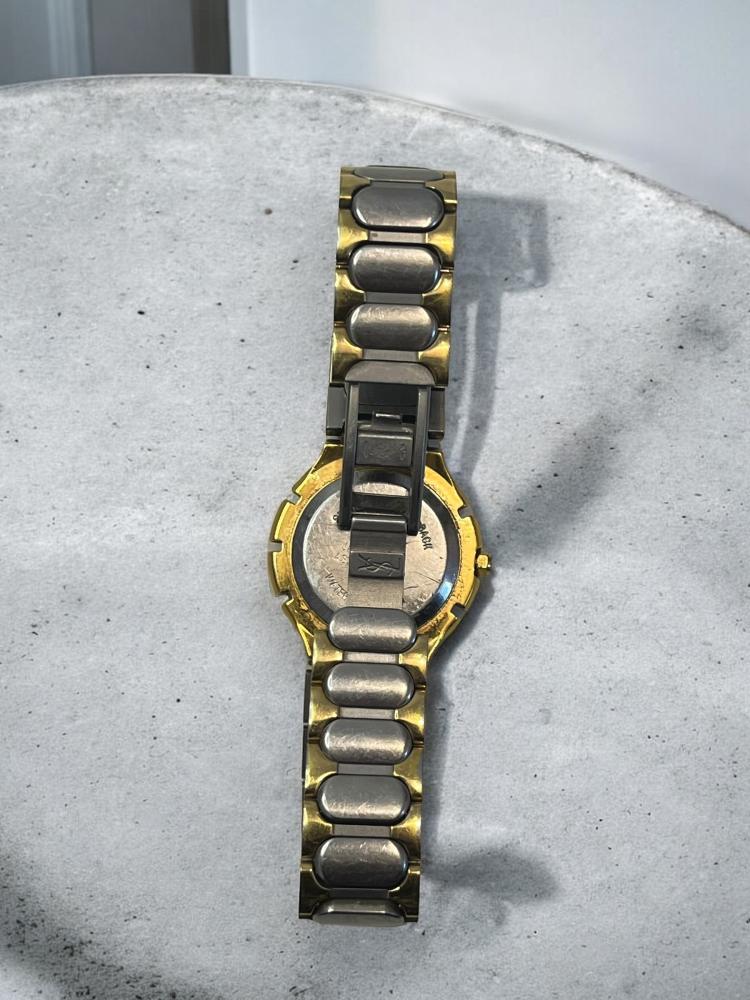 Vintage 90s Yves Saint Laurent Unisex Quartz Watch with Dark Blue Dial
