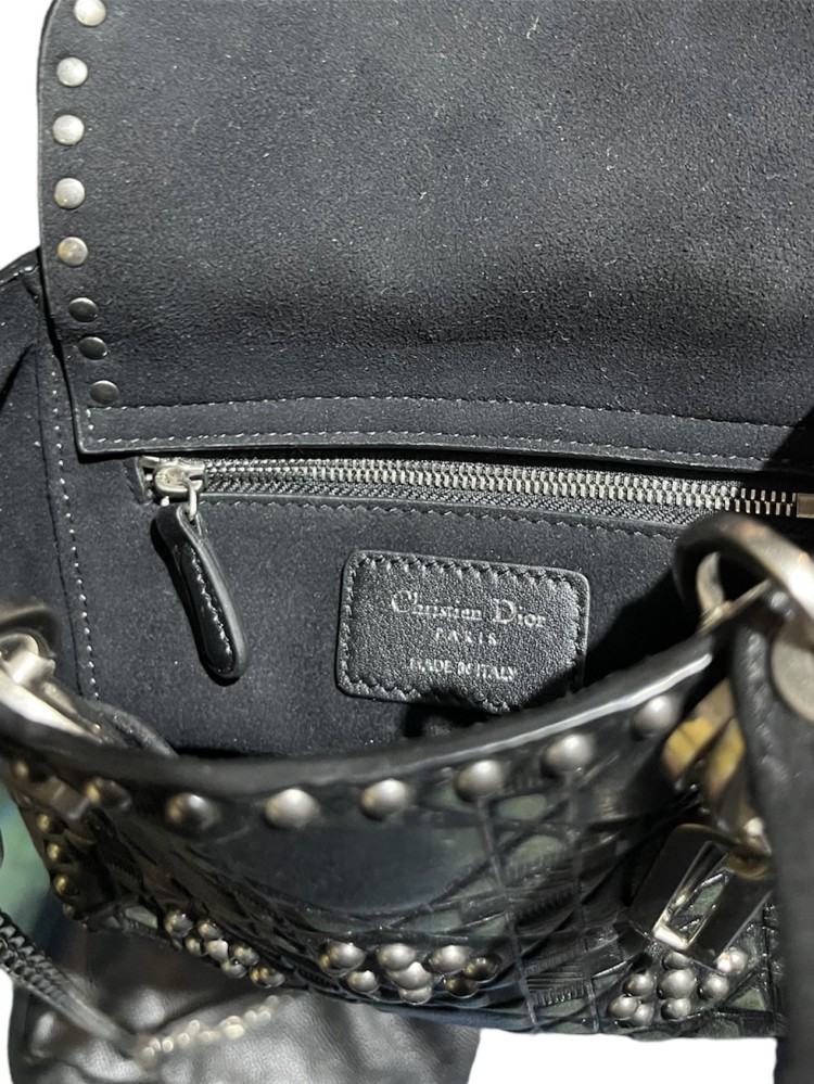 Dior Mini Lady Dior Supple Bag in Studded Calfskin Black 2017 [1C065-7111626 ]