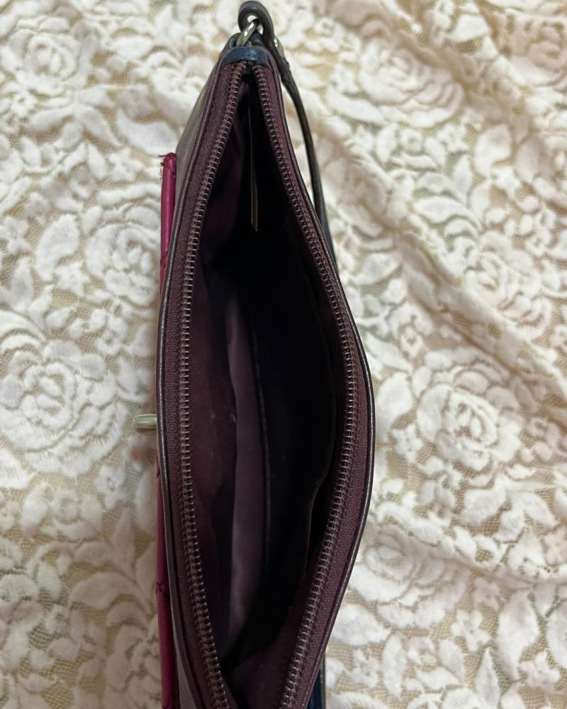 Coach Burgundy Leather Quilted Pocket Wristlet Wallet