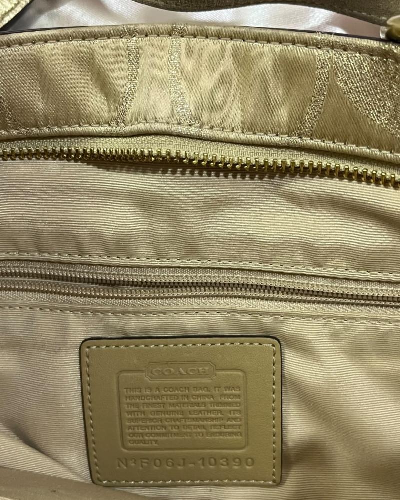 Coach Gold Signature Canvas and Suede Tote Bag
