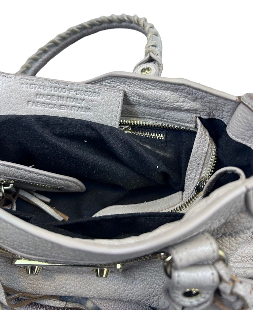 Balenciaga Grey Grey Mini Classic Metallic Edge City Tote bag