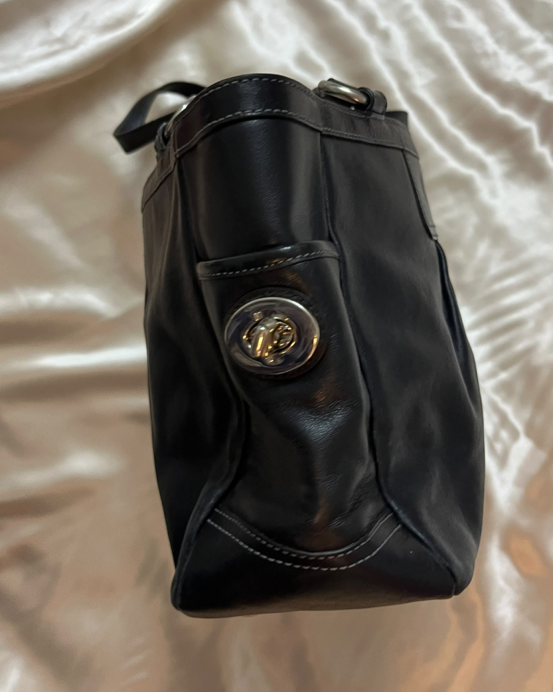 Coach Black Leather Tote Bag