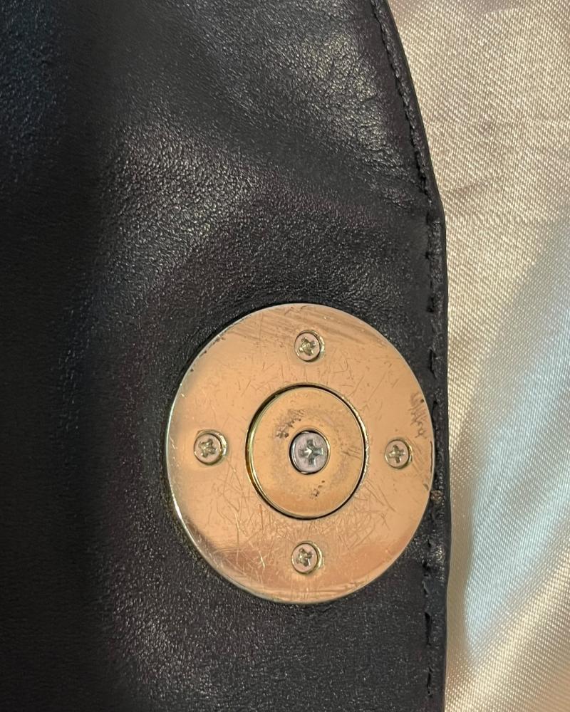 Versace Black Leather Shoulder Bag with Medusa Emblem and Greek Key Border
