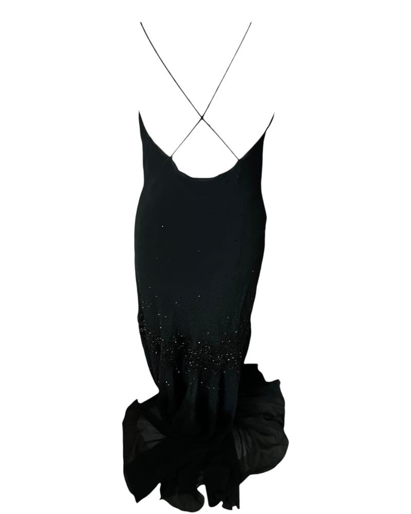 /Pinia Collection (B.D) Black Sequined Spaghetti Strap Evening Dress - Size  M