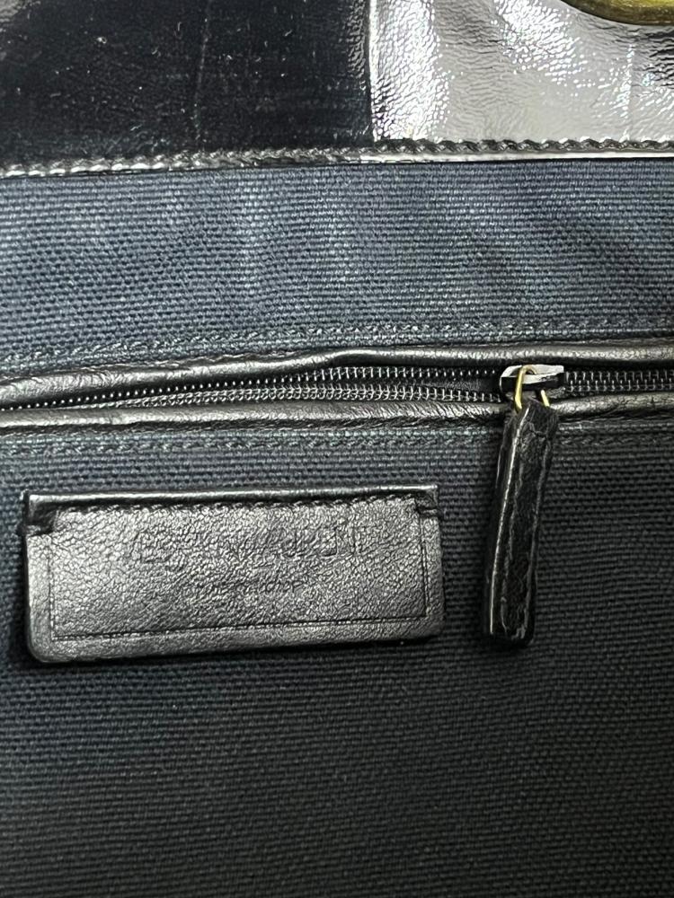 Ysl Black Patent Leather Tote Bag