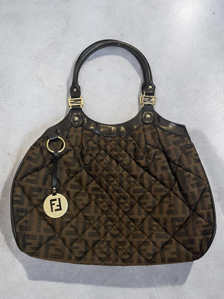 Fendi Zucca Canvas and Leather Borsa Chef Tote