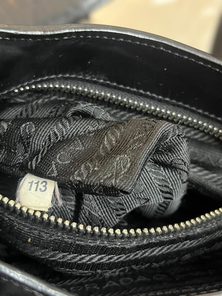 Prada Black Leather Shoulder Bag with Metal Clasp