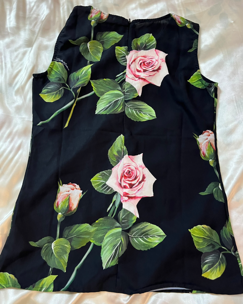 Dolce & Gabbana Black Floral Print Sleeveless Top - Size 36