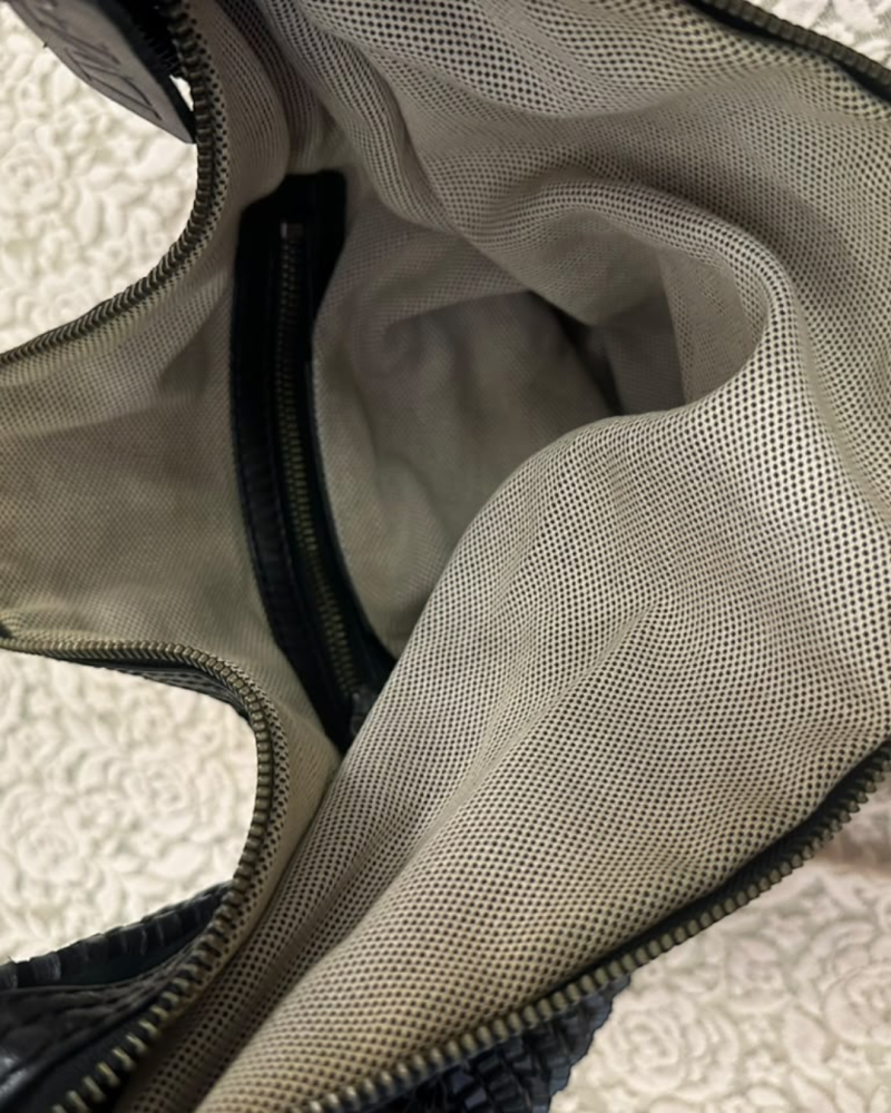 Diane von Furstenberg Black Woven Leather Shoulder Bag