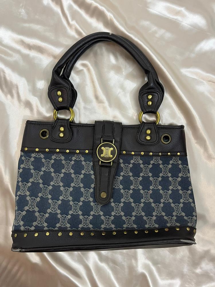 Celine Blue Monogram Canvas Tote Bag