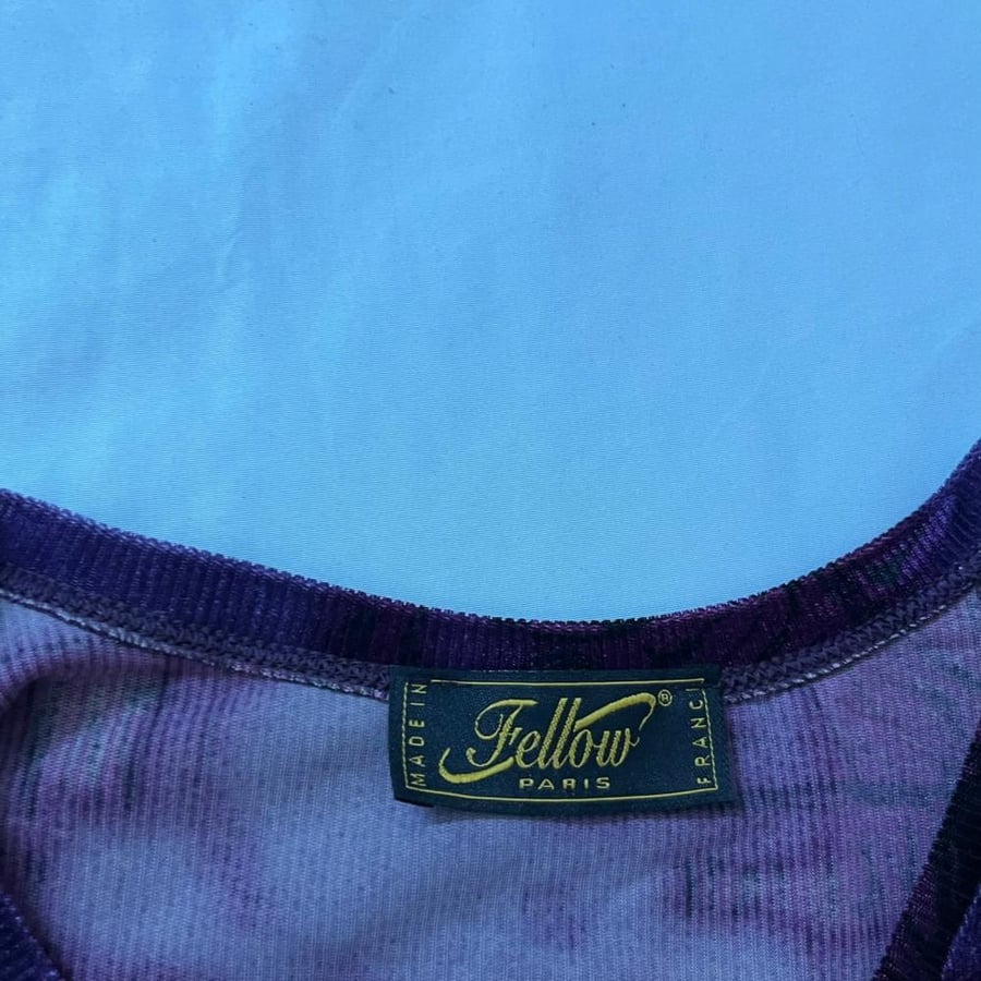 Fellow Paris Purple Velvet Graphic Long-Sleeve Top - size L