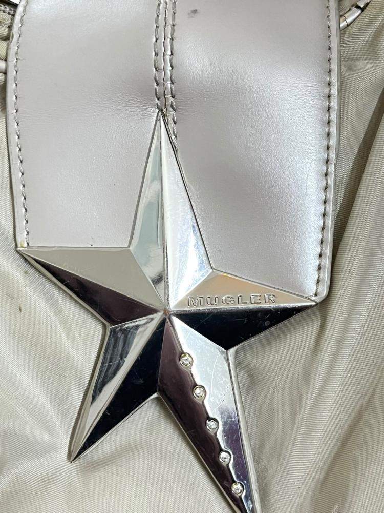 Mugler Silver Star Detail Hobo Bag