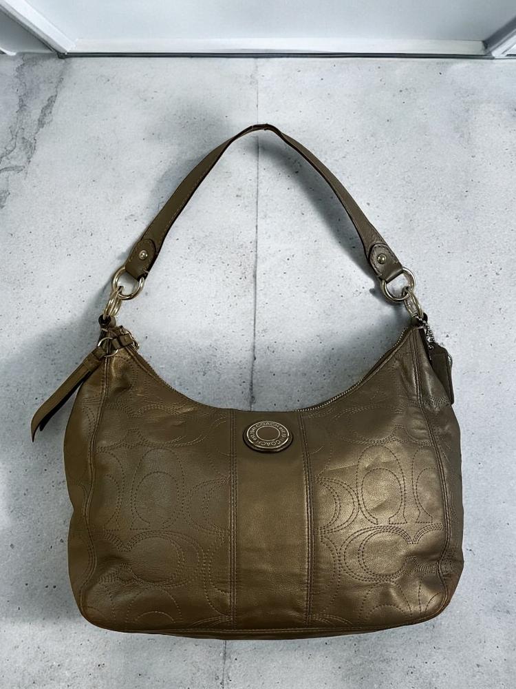 Coach Signature Hobo Leather Metallic F19415 Shoulder Bag