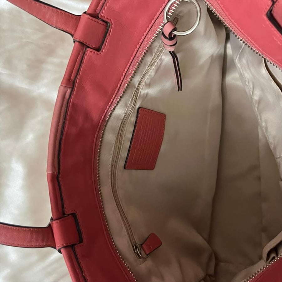 Coach Pink Two-Tone Leather Tote Bag