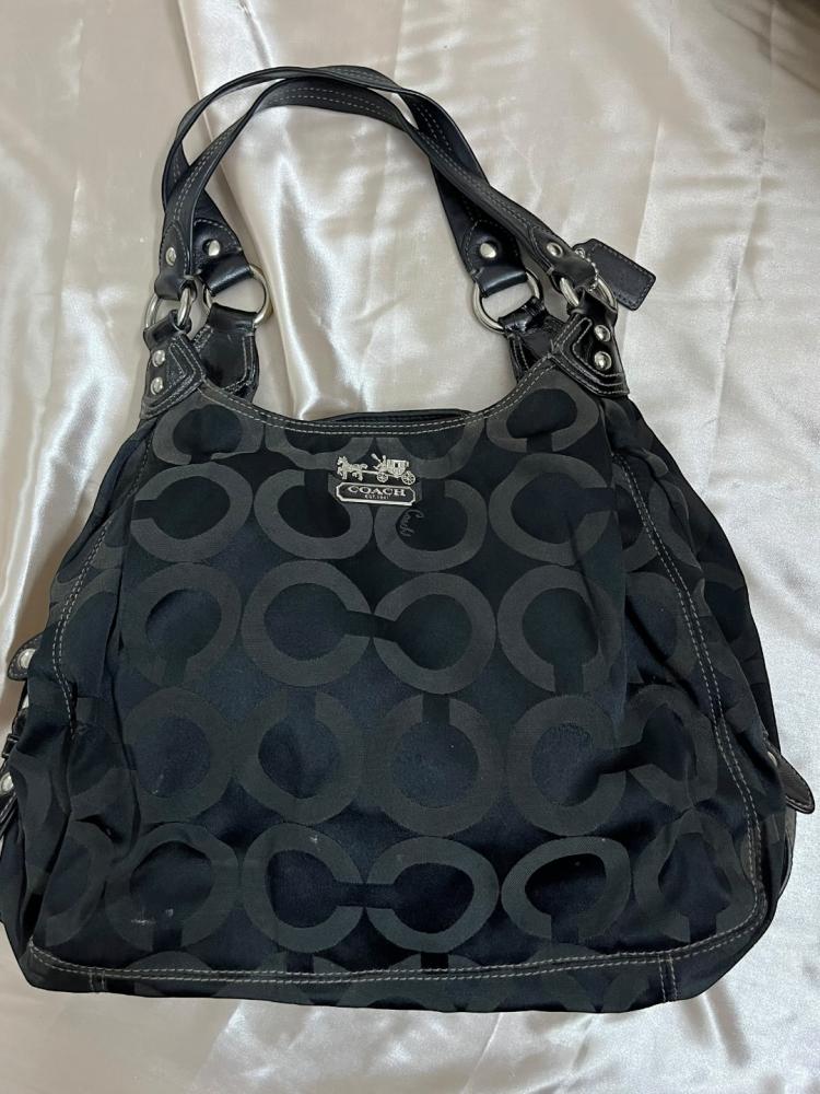 Coach Black Signature Fabric Shoulder Bag
