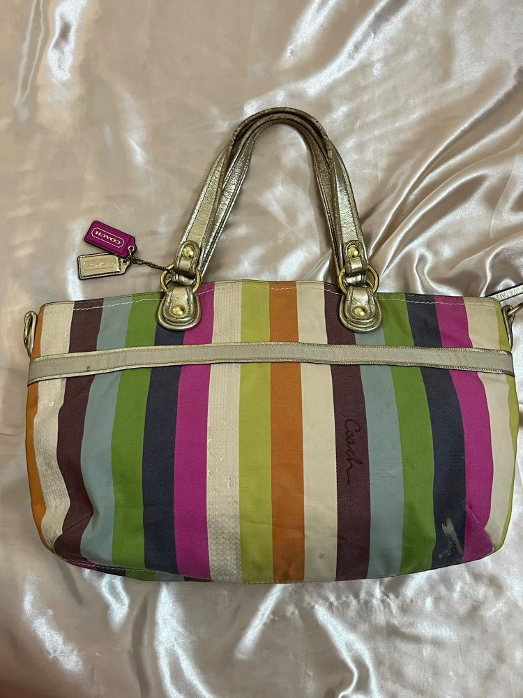 Coach Multicolor Striped Tote Bag
