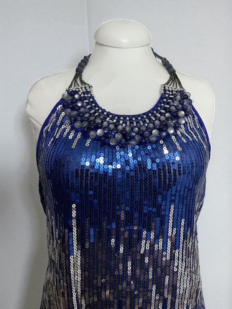 Sequined blue mini dress ,size : S