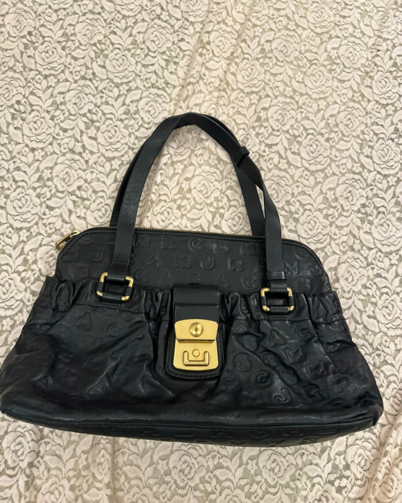 Marc by Marc Jacobs Black Embossed Leather Shoulder Bag
