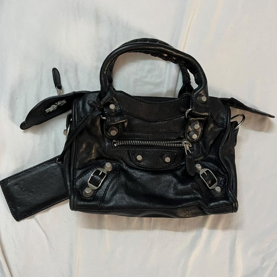 Balenciaga Black Leather Motorcycle City bag - not real