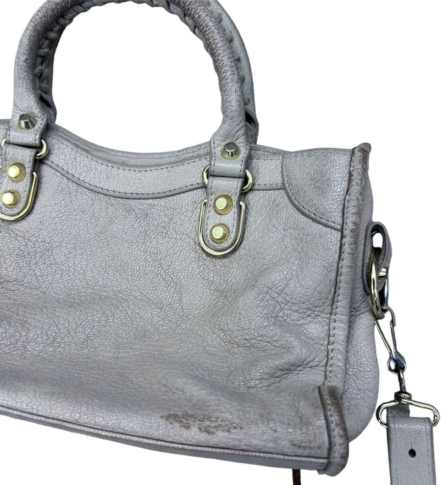 Balenciaga Grey Grey Mini Classic Metallic Edge City Tote bag