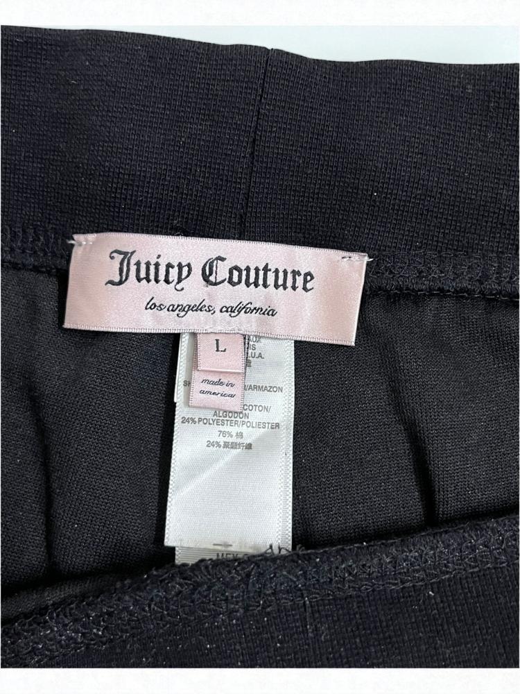 Juicy Couture Black Velour Pants with Crown “JUICY” Detail – Size L