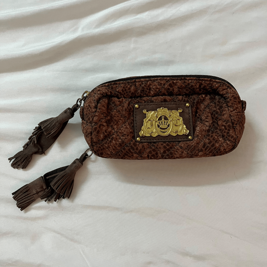 Juicy Couture Brown Snake Print Quilted Pouch
