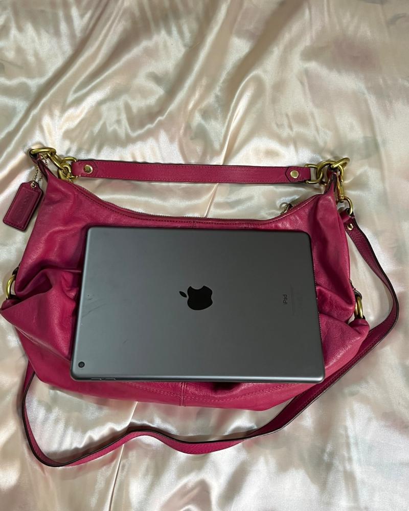 Coach Magenta Leather Pleated Shoulder Bag