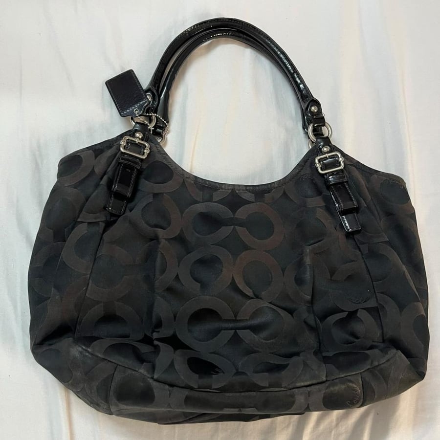 Coach Black Monogram Canvas Shoulder Bag