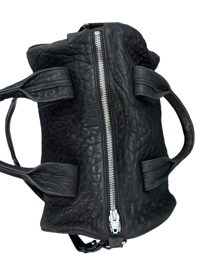Alexander Wang Black Pebbled Leather Rocco Duffle Bag