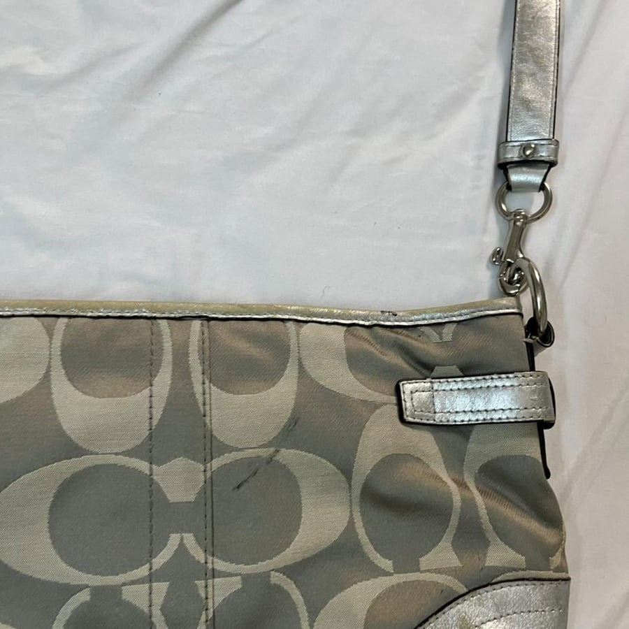 Coach Grey Monogram Crossbody Bag with Silver Trim