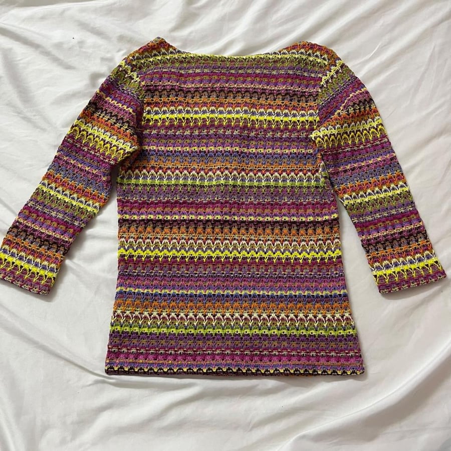 Miss Selfridge Multicolored Crochet Knit Long Sleeve Top - Size UK 12 / EU 38
